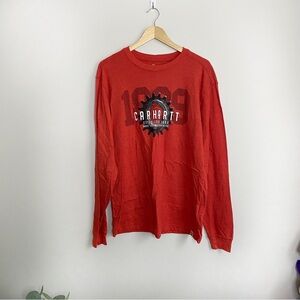 [Carhartt] Men's Orange & Red Long Sleeve Crewneck T-shirt